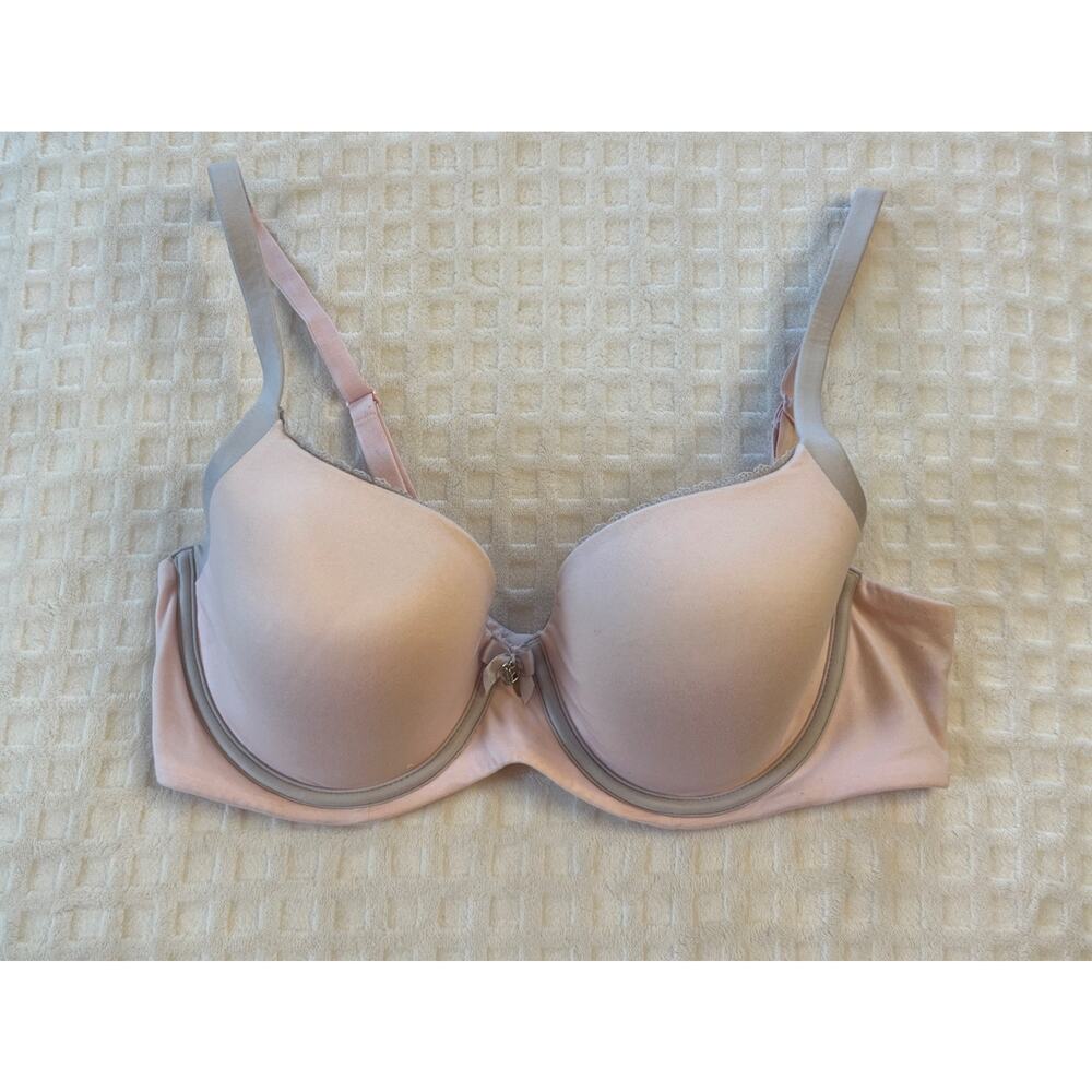 Victoria Secret Bra 34D Demi Body By Victoria Lined Baby Pink / Gray Classic